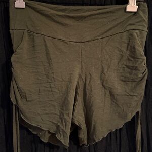 Forest Green Spanx Spandex Yoga Dance Pole Cinched Shorts High Waisted